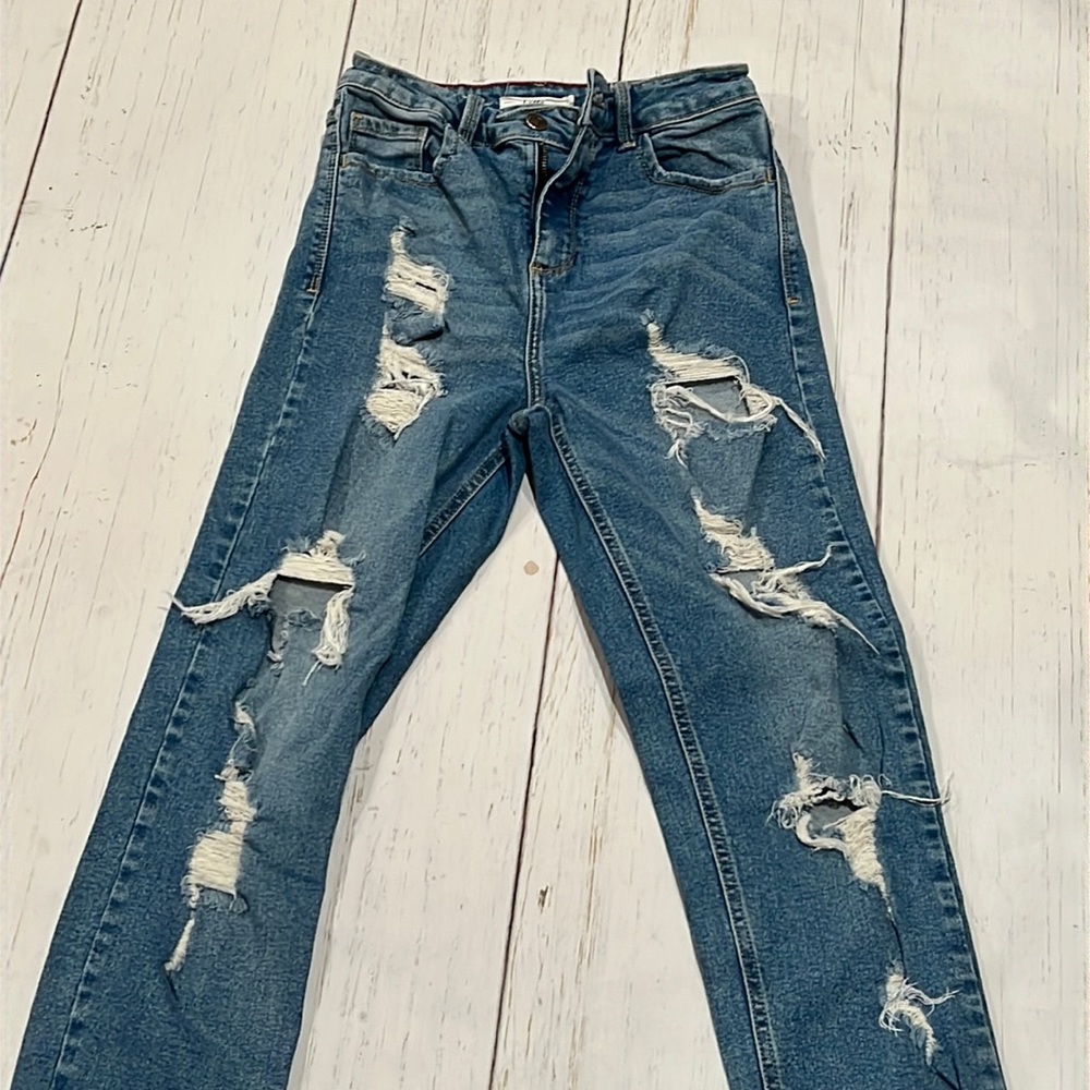 Cello womens distressed skinny jeans